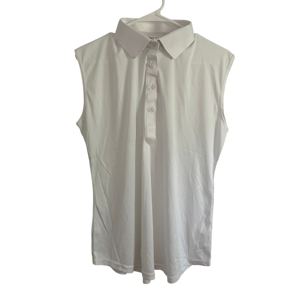 Collars & Co. Womens White Sleeveless Dress Collar Golf Performance Polo 2XL New